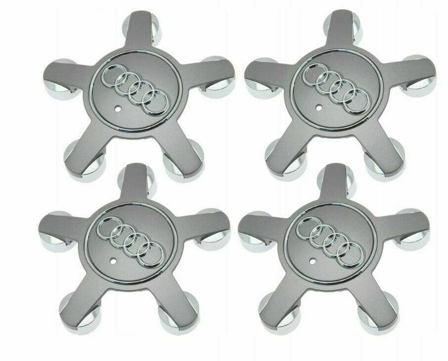4x 135mm A3/A4/A5/A6/A7/A8/ TT Style Star Wheel Centre Caps 4F601165N Grey