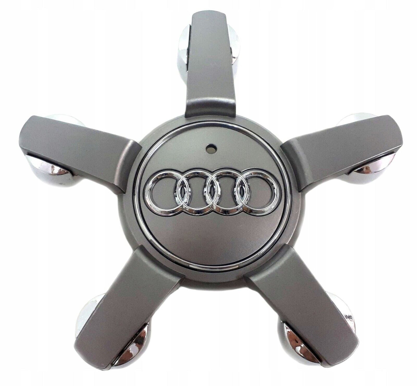 4x Audi A8/Q7 Wheel Centre Hub Caps Grey & Chrome 4L0601165D - Autosthetic