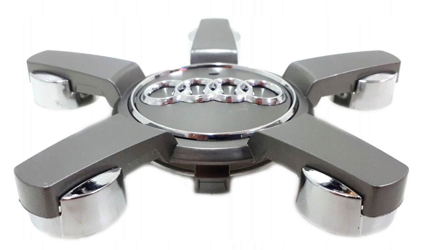 4x Audi A8/Q7 Wheel Centre Hub Caps Grey & Chrome 4L0601165D - Autosthetic