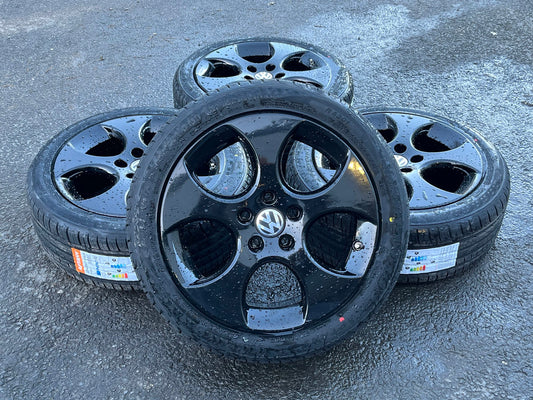 *Refurbished* Genuine 17" VW Monza Alloy Wheels & Tyres 5x112 Golf/Caddy 1K0601025AC
