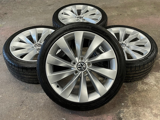 *Refurbished* Genuine 18" VW Scirocco/Passat Turbine 'Interlagos' 5x112 Alloy Wheels & Tyres - Autosthetic