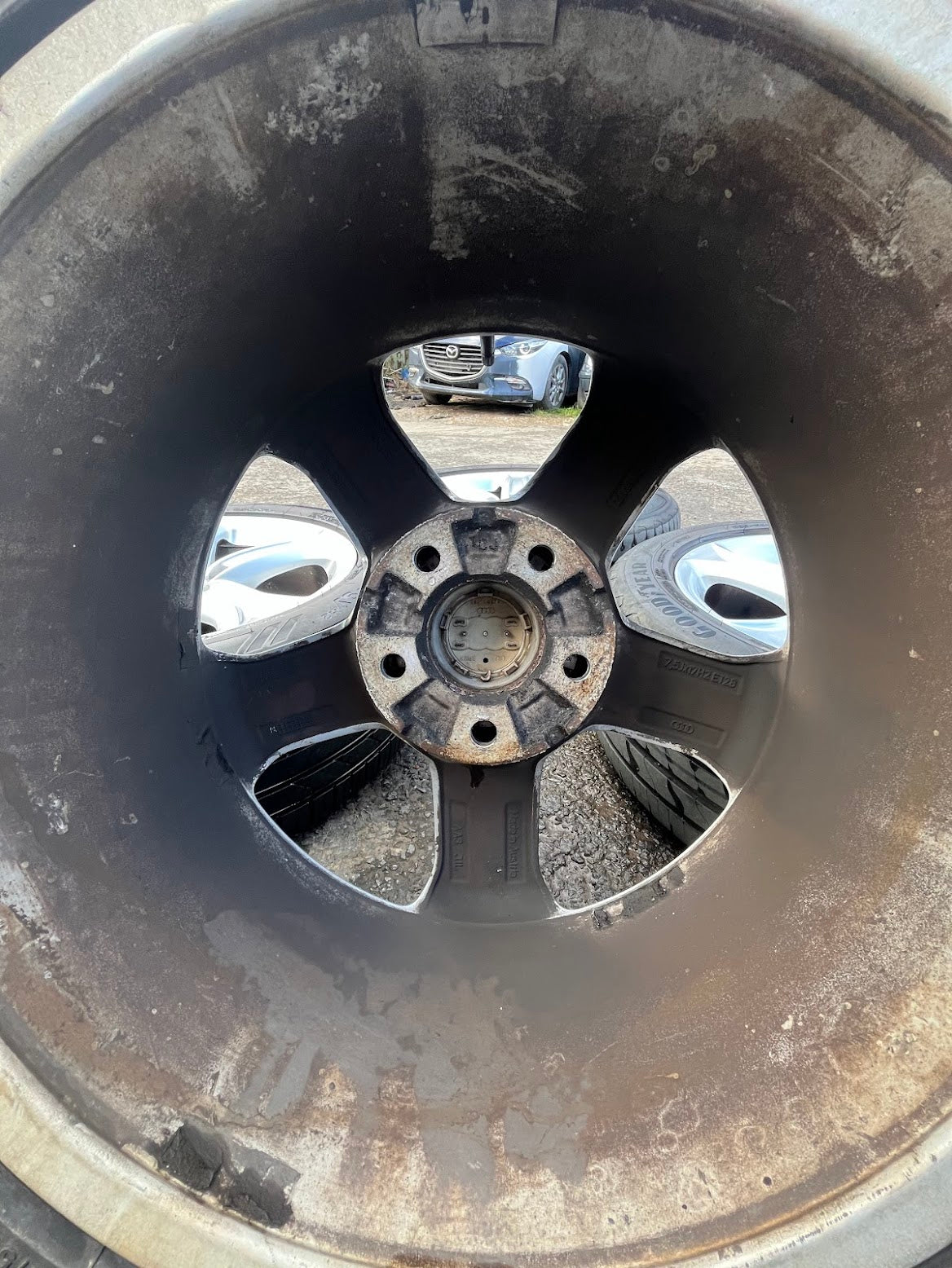 Genuine 17" Audi A5 Alloy Wheels & Tyres 5x112 Excellent Condition Goodyear