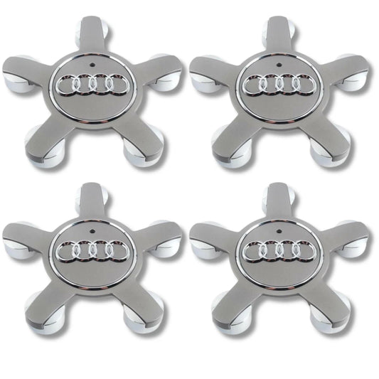 4x 135mm A3/A4/A5/A6/A7/A8/TT Style Star Wheel Centre Caps 8R0601165 Grey - Autosthetic